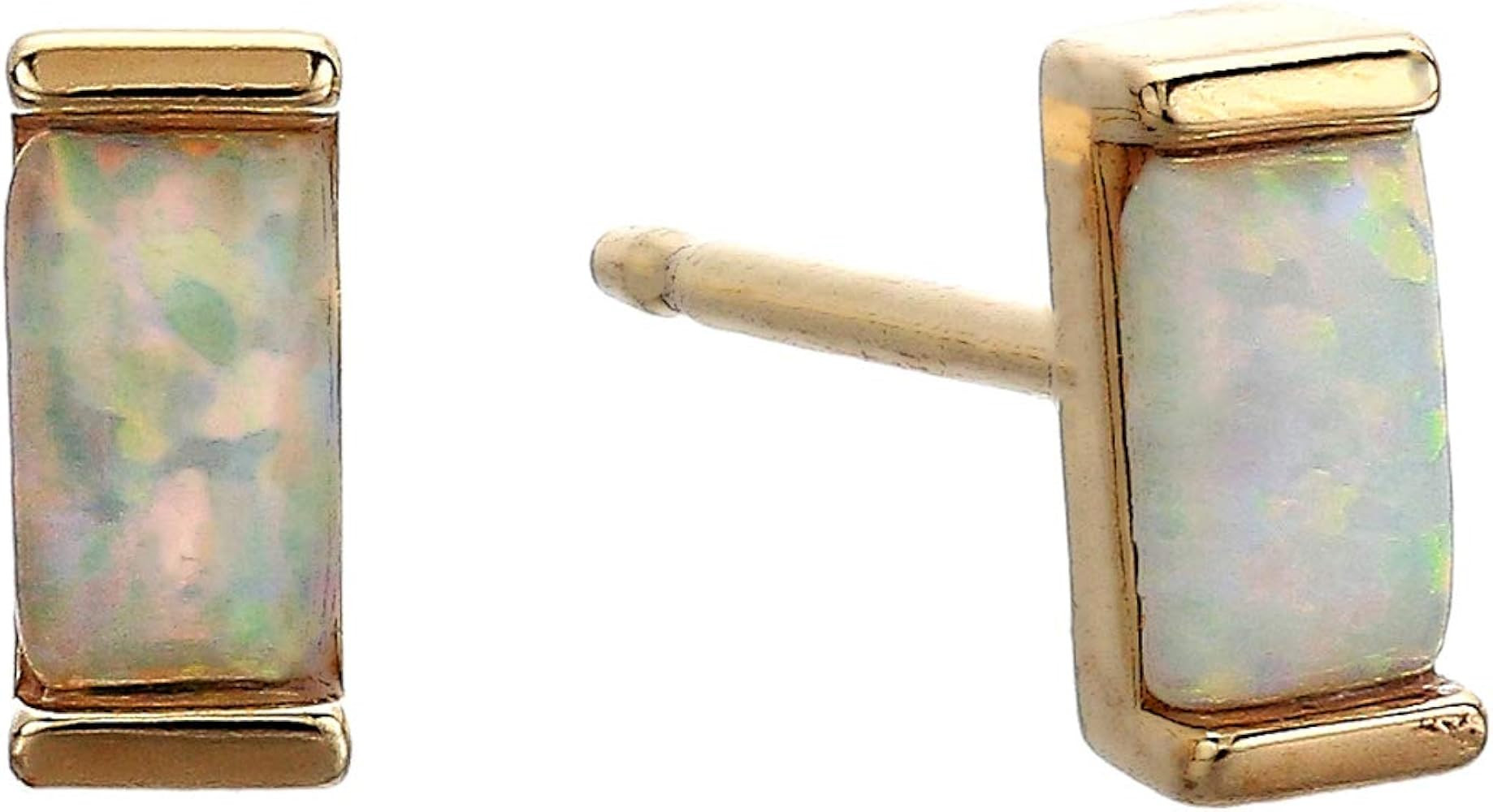 Amazon Essentials 18K Yellow Gold Plated Sterling Silver Baguette Stud Earrings | Amazon (US)