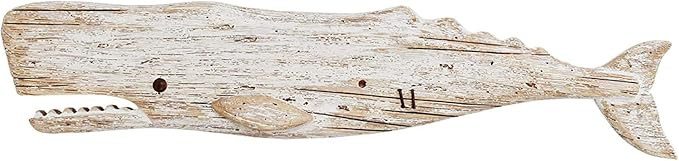 Hanging Wooden Whale Wall Art Ornament, Rustic Decorative Figurine Carving Sculpture, Nautical Oc... | Amazon (US)