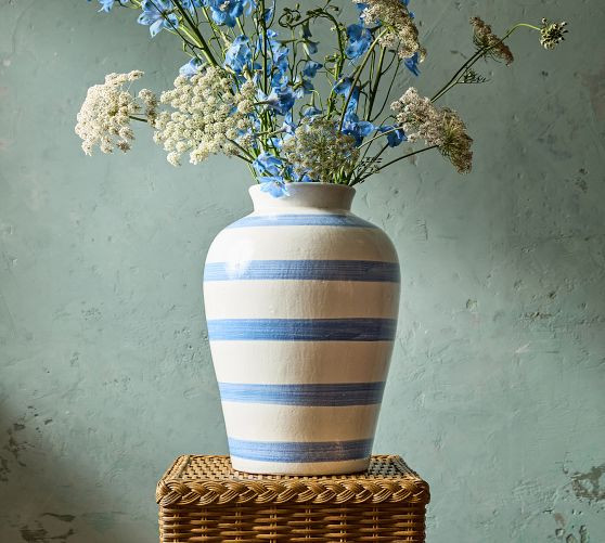 Stripe Terracotta Vase | GreenRow