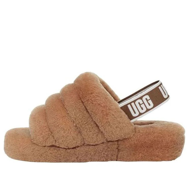 (WMNS) UGG Fluff Yeah Slides 'Chestnut' 1095119-CHE | KICKS CREW