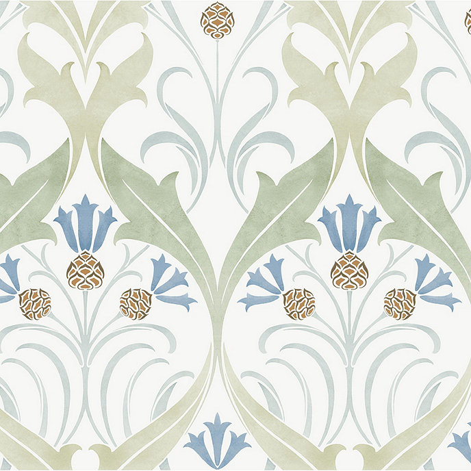 Graceful Ribbons Pinecone Damask Pattern Wallpaper Design Double Roll | Ballard Designs, Inc.