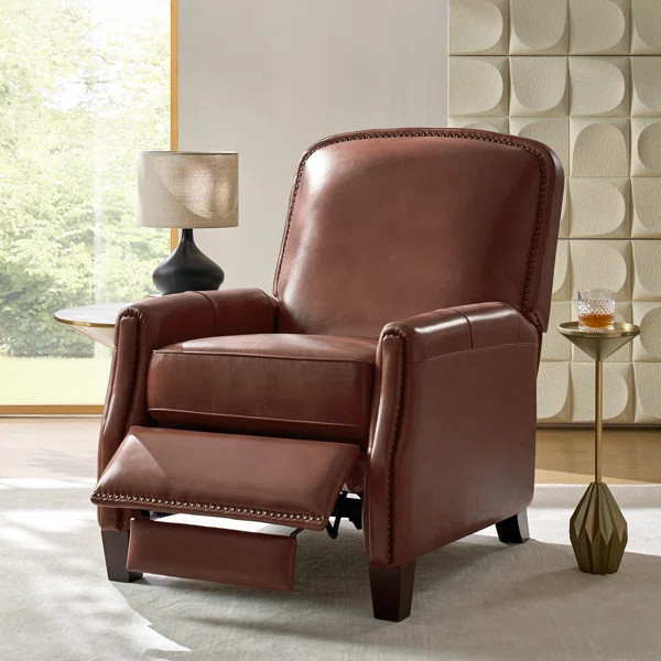 Glen Ellyn 30" Wide Genuine Leather Manual Club Recliner | Wayfair North America
