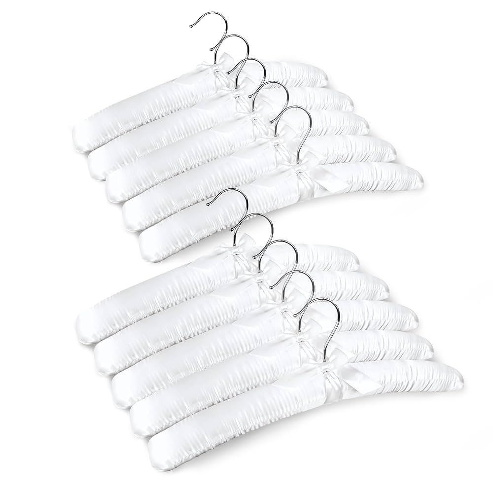 Padded Hangers for Clothes,15-in Padded Hanger, 10 Pack Large White Coat Hangers,Satin Hangers fo... | Amazon (US)