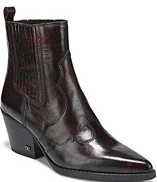 Sam Edelman West Leather Western Inspired Booties - 8 | Dillard's