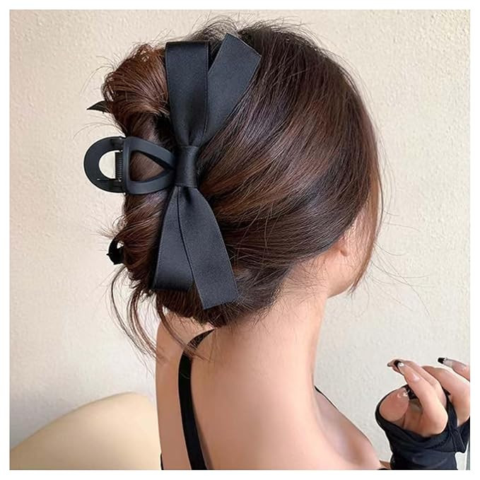 Iaceble Vintage Bow Hair Claw Clip Large Bowknot Holder Hairclip Ribbon Bow Hair Clip Claw Black ... | Amazon (US)