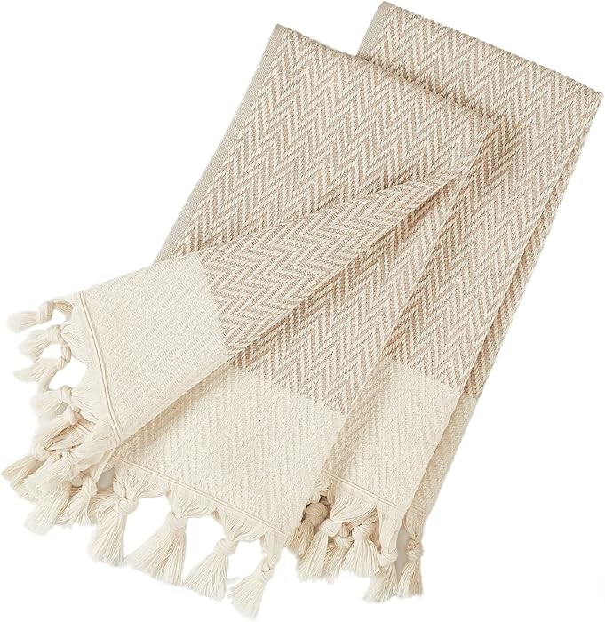 sea me at home Kitchen Hand Towels with Boho Design, Set of 2, Dish Towels for Kitchen, 100% Cott... | Amazon (US)