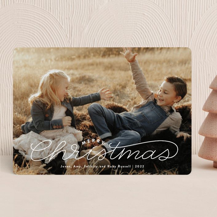 "Classic Lettered" - Customizable Holiday Photo Cards in White by Laura Hankins. | Minted