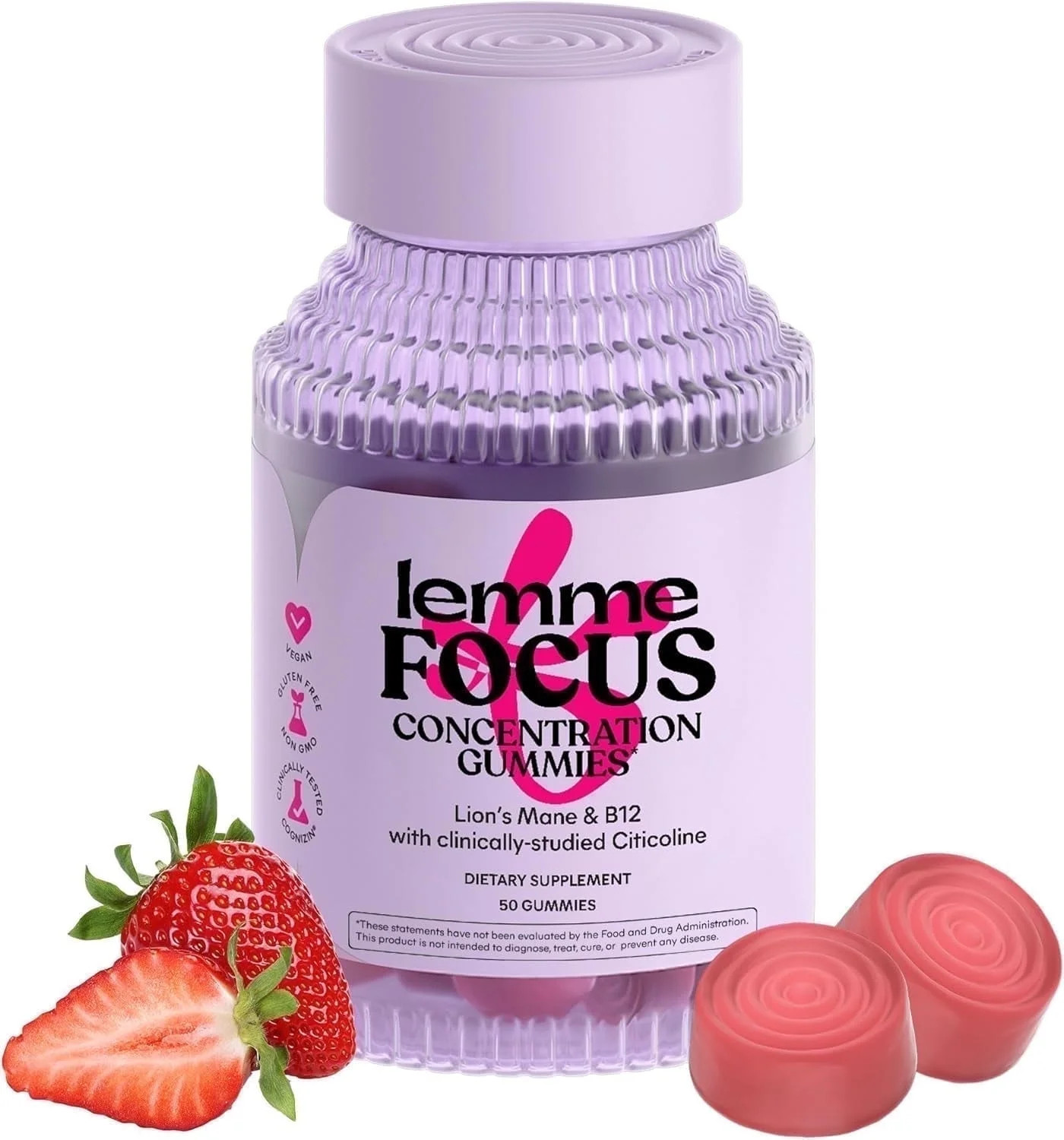 Lemme Focus Concentration & Brain Health Gummies with Cognizin Citicoline, Lion's Mane Mushroom, ... | Walmart (US)