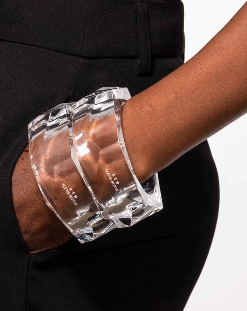Alexis Bittar Wide Faceted Lucite Bangle Bracelet in Clear | Statement Jewelry from Alexis Bittar | Alexis Bittar