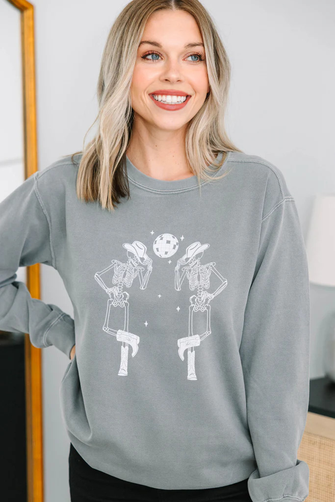 Comfort Colors: Disco Isn't Dead Gray Graphic Sweatshirt | The Mint Julep Boutique