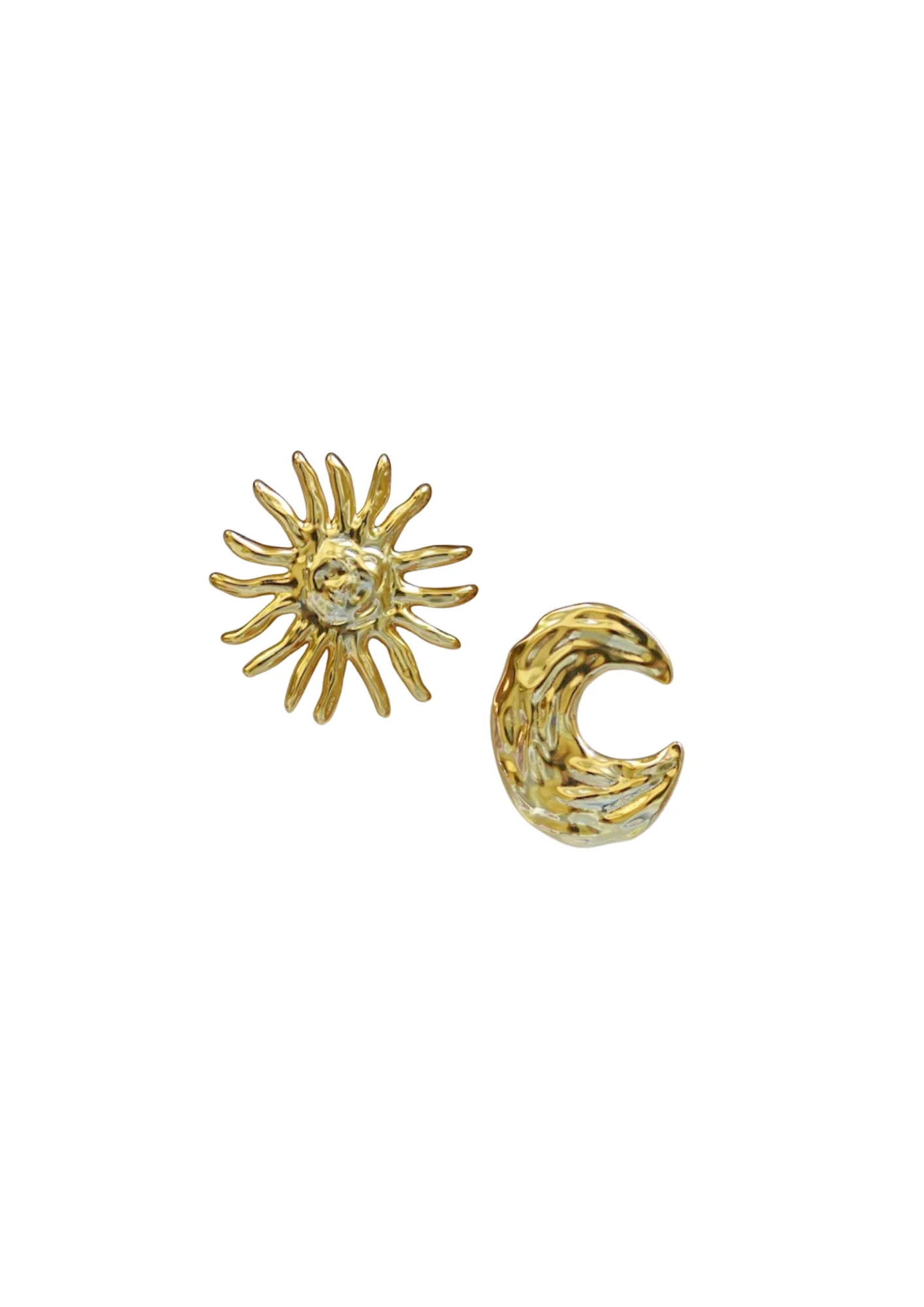 Abstract Golden Sun & Moon Studs | Nicola Bathie Jewelry