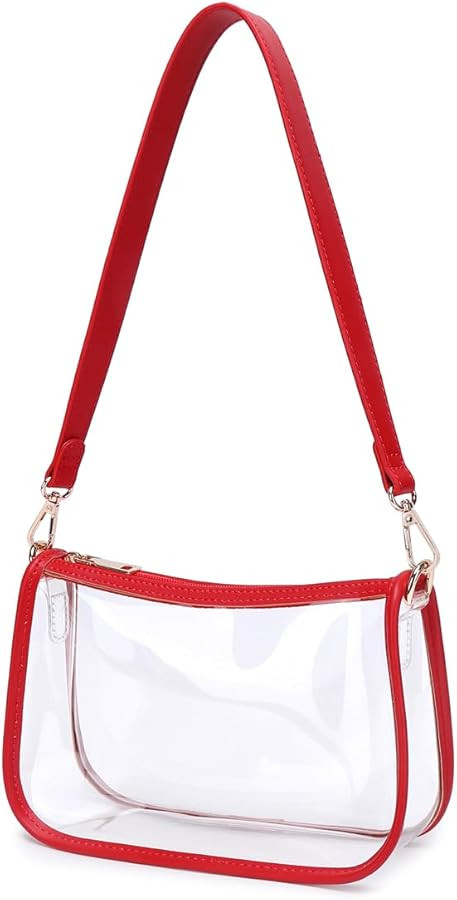 Clear Tote Bag Stadium Approved Clear Purse PVC Handbag Retro Classic Transparent Bag for Concert | Amazon (US)