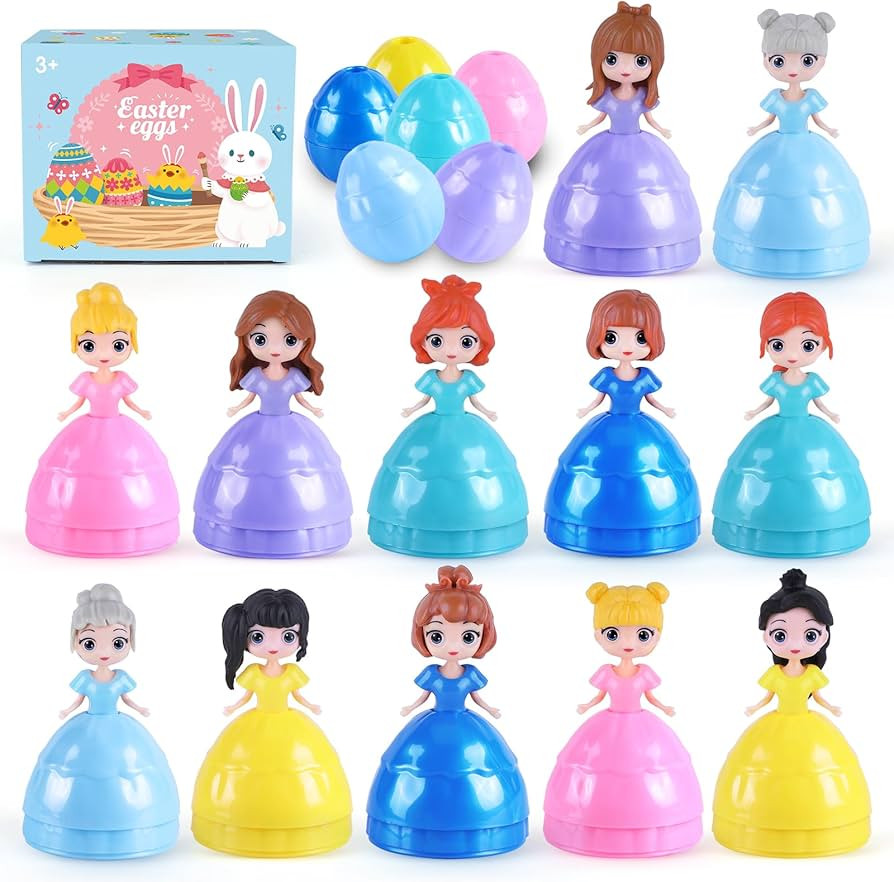 12 PCS Princess Prefilled Easter Eggs, Easter Basket Stuffer,Hunt Gifts for Kids, Classroom Prize... | Amazon (US)