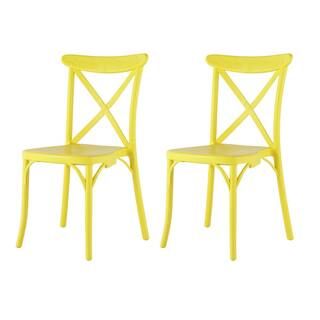 Lagoon Stackable X Yellow Dining Chair (Set of 2) | The Home Depot
