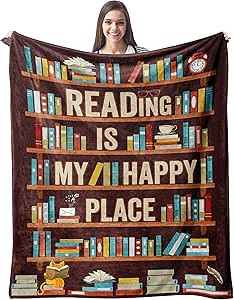 CUJUYO Book Lovers Gifts Blanket - Librarian Gifts Throw Blanket 60"x50" - Book Club Gifts for Re... | Amazon (US)