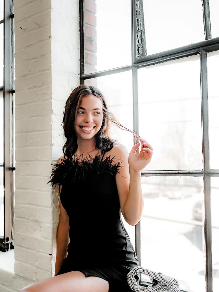 Black Feather Mini Dress | Confête