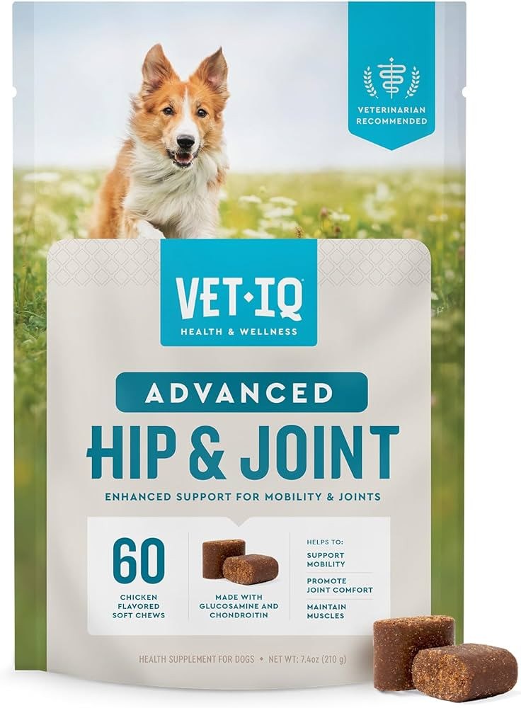 VetIQ Advanced Hip & Joint Chews For Dogs, 60 Count, Chicken Flavored Supplements Made with Gluco... | Amazon (US)