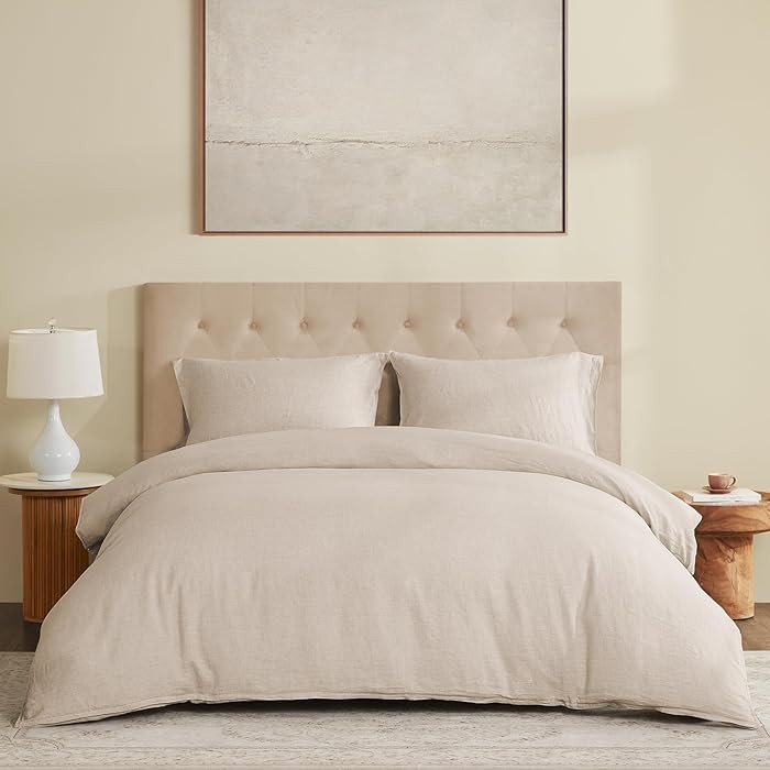 DAPU 100% Linen Duvet Cover Set 3PCs, Pure Natural French Flax Linen Duvet Cover King 90"x104" wi... | Amazon (US)