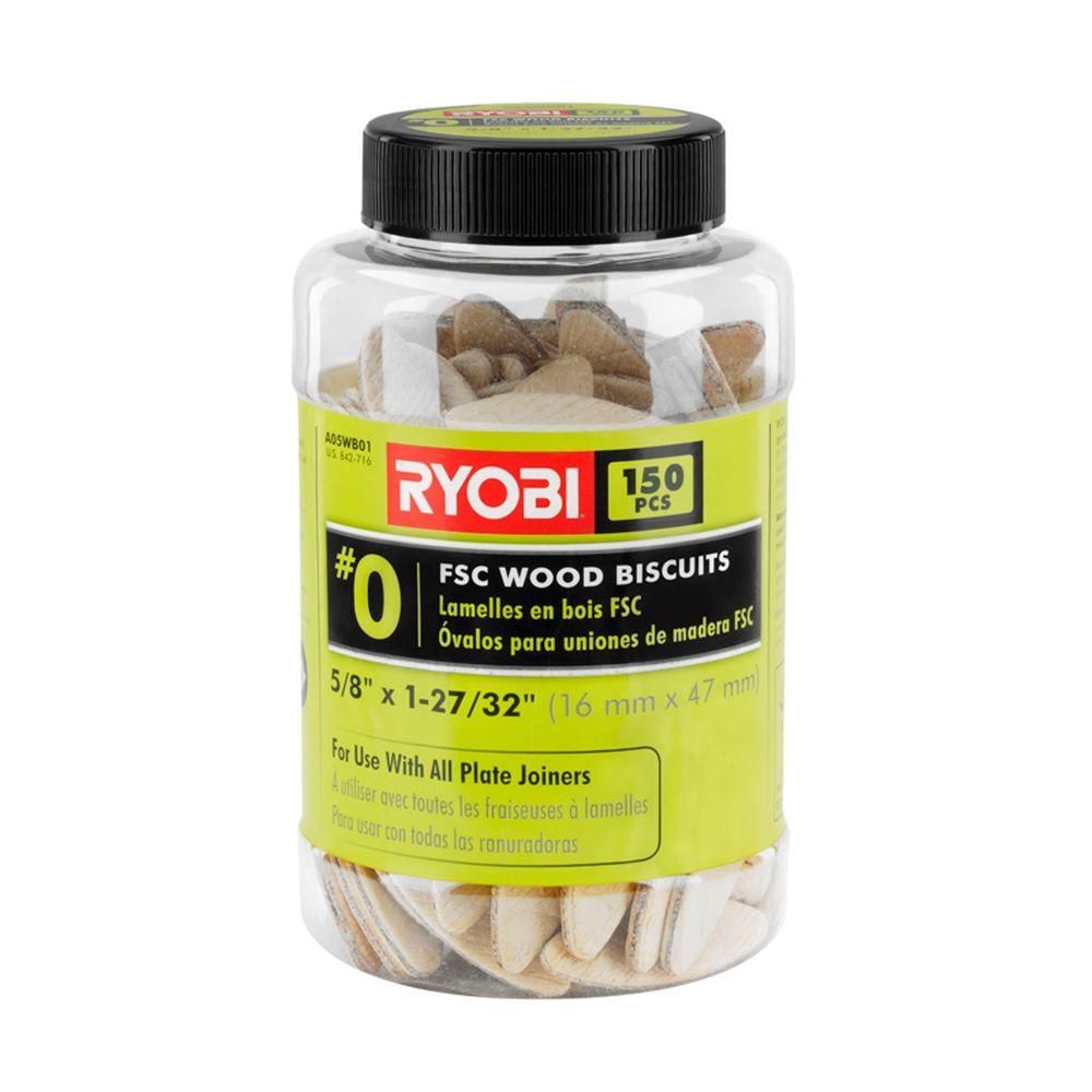 RYOBI #00 FSC Wood Biscuits (150-Piece) | The Home Depot