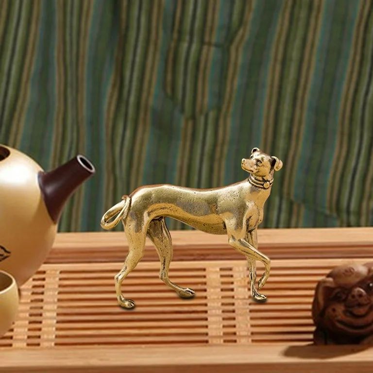 perfk Brass Dog Figurine Decorative Dog Ornament for Office Bedroom Home Tea Table | Walmart (US)