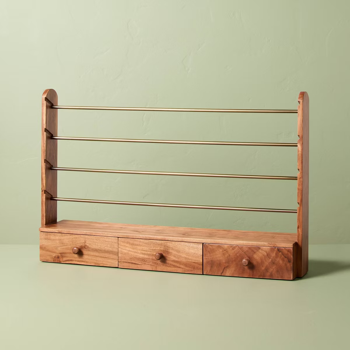 Brass and Wood Gift Wrap and Ribbon Holder - Hearth & Hand™ with Magnolia | Target