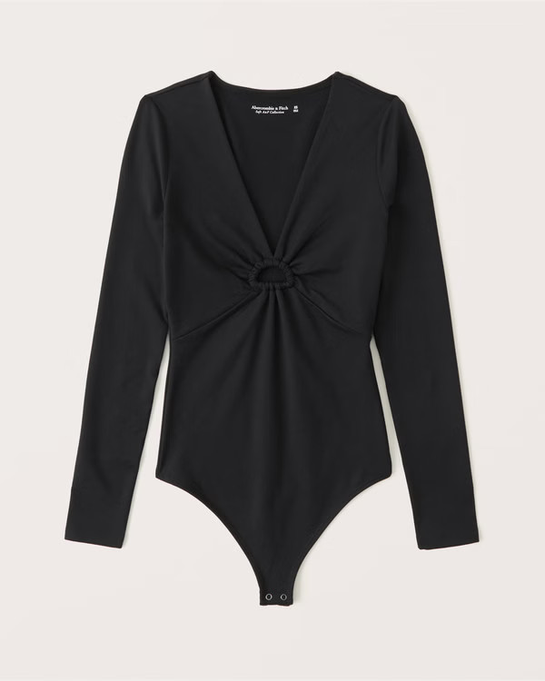 Long-Sleeve Seamless Fabric Keyhole Bodysuit | Abercrombie & Fitch (US)
