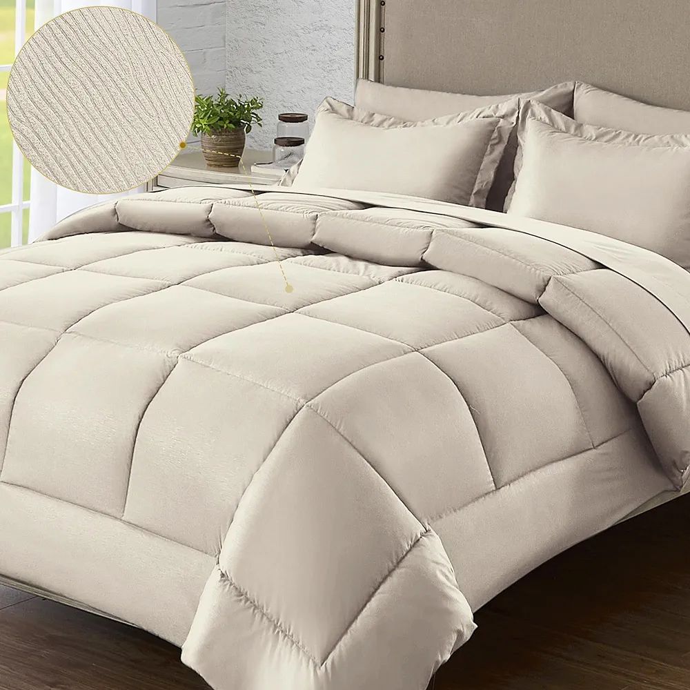 QUIETSEA King Size Bed in a Bag 7 Pieces Comforter Set King, Wood Grain Texture Bedding Comforter... | Amazon (US)