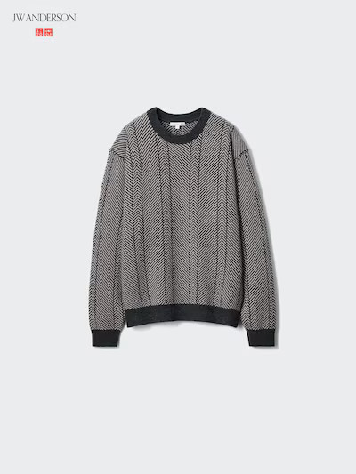 Lambswool Crew Neck Jumper (Herringbone) | UNIQLO (UK)
