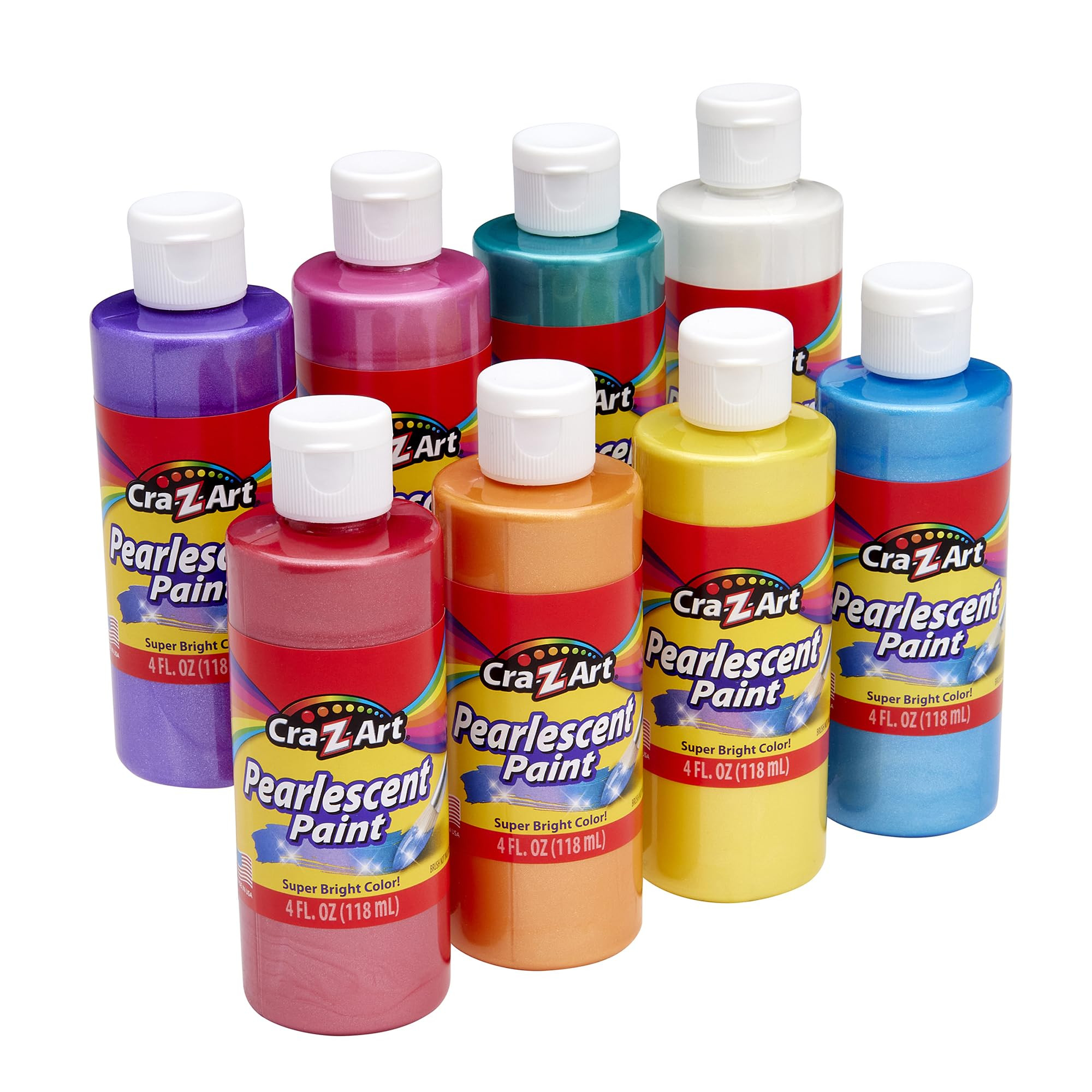 Cra-Z-Art Washable Pearlescent Paint Bulk Pack 8ct, Assorted Colors 4oz each bottle | Amazon (US)