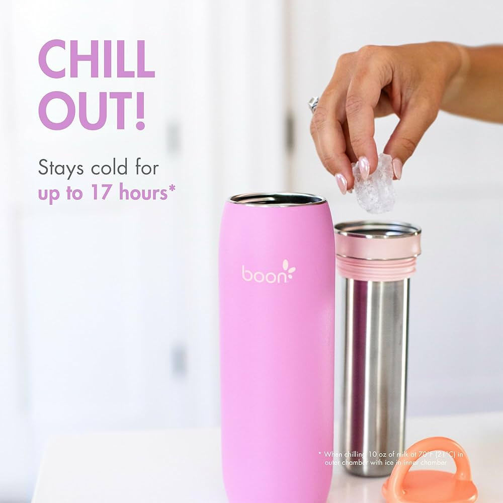 Boon Frosh Portable Breast Milk Chiller - Stainless Steel Cooler and Storage Container - Purple -... | Amazon (US)