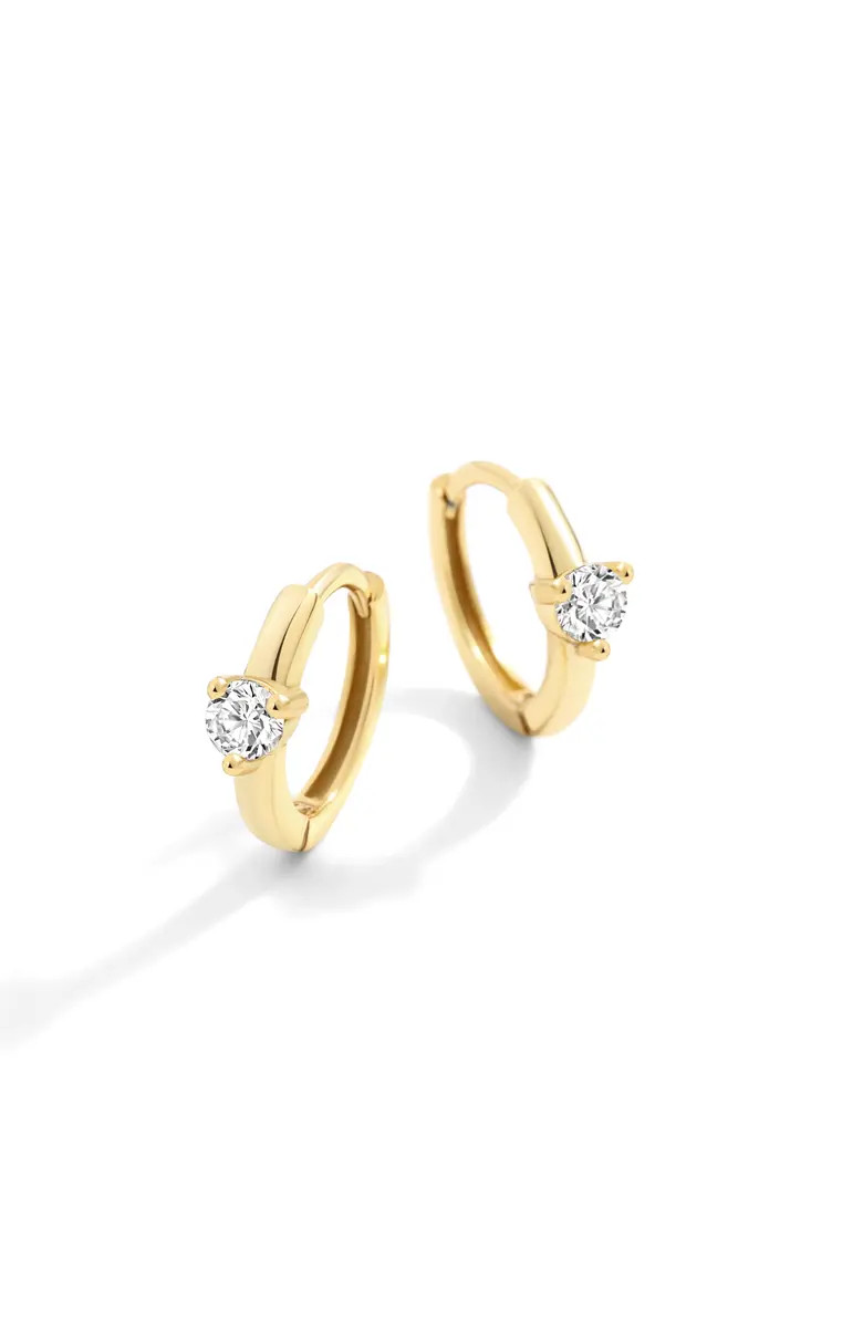 Solitaire Birthstone Huggie Hoop Earrings | Nordstrom