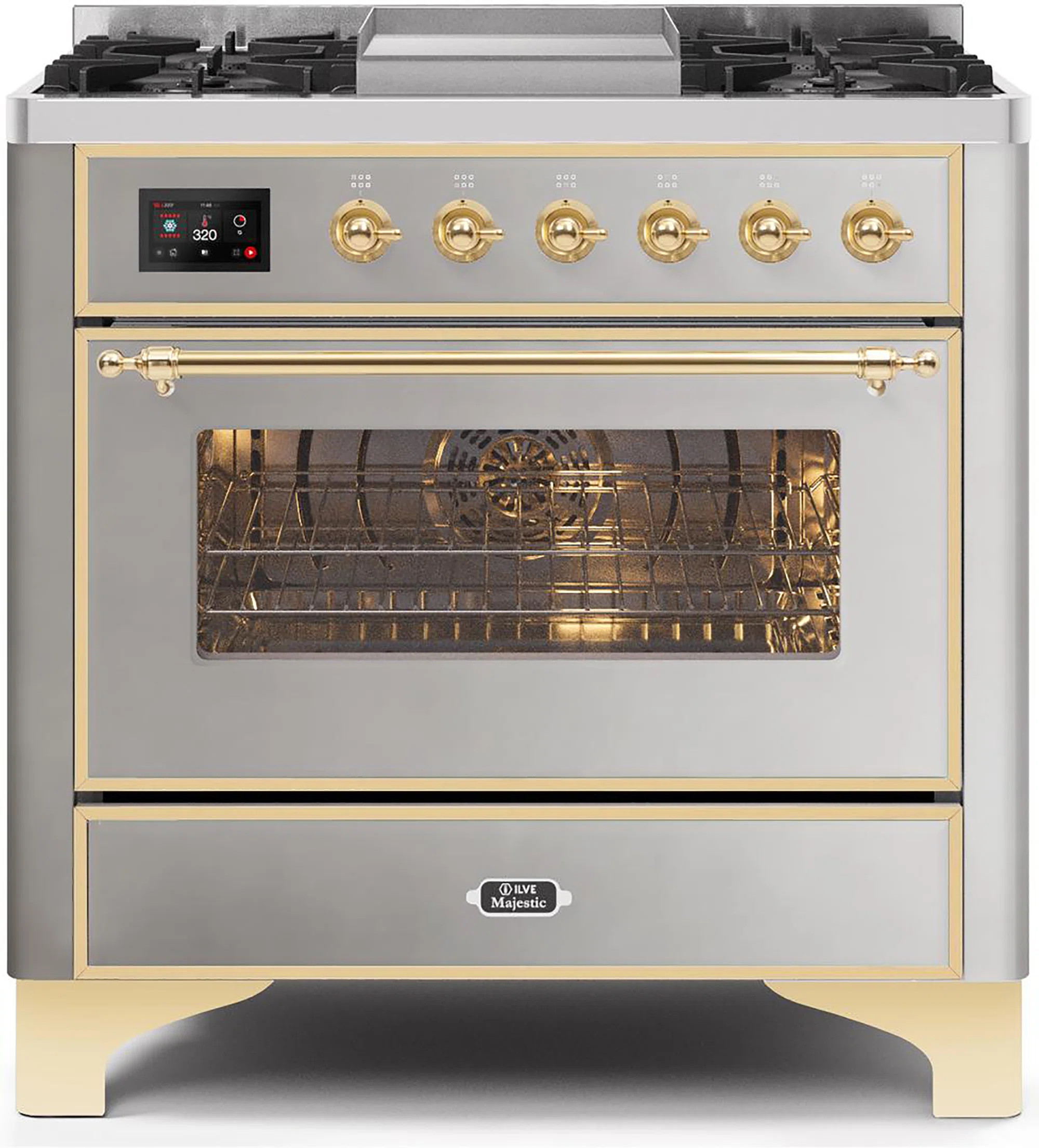 ILVE Majestic II Series 36 inch Dual Fuel Range with 6 Sealed Burners (Glass Door) UM09FDNS3SSG | Wayfair North America