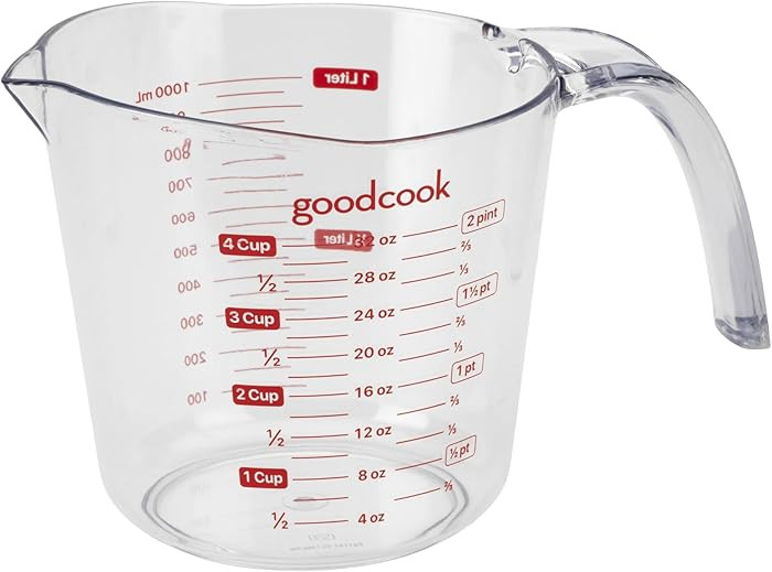 GoodCook Everyday 4-Cup Liquid Measuring Cup, Clear Plastic with Easy-to-Read Markings, Tapered P... | Amazon (US)
