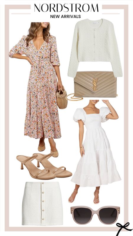 Nordstrom new arrivals. Puff sleeve dresses, tweed skirt, and accessories perfect for spring. 

#LTKSeasonal #LTKstyletip #LTKitbag