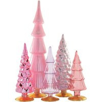 Rose Hue Glass Christmas Trees Pink & Gold Holiday Decor, Set Of 5 | Etsy (US)
