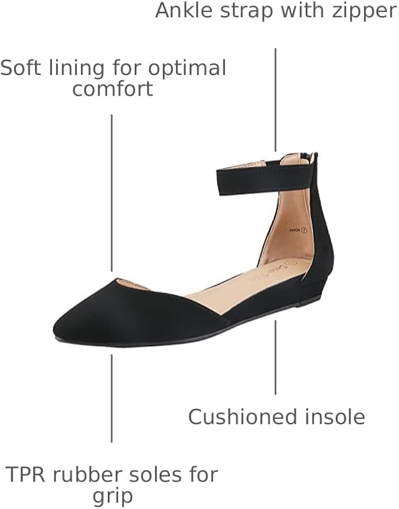 DREAM PAIRS Women's Low Wedge Round Toe Ankle Strap Dress Comfortable Casual Flats Shoes | Amazon (US)