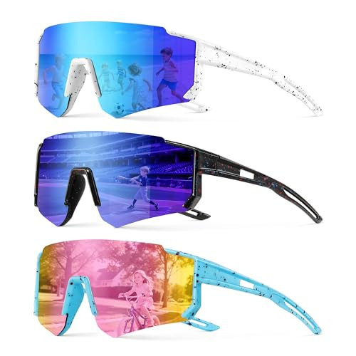 Bziia 3PACK Kids Sunglasses Youth Baseball Sunglasses for Boys Girls Age 4-12,Softball Sports Cycling Goggles UV Protection | Amazon (US)