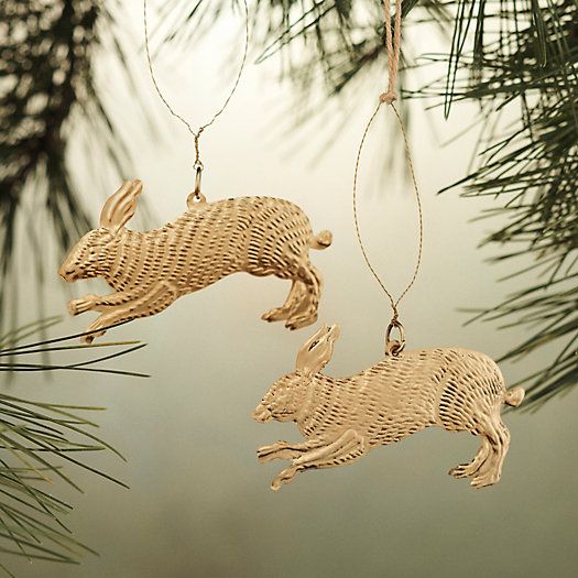Gilded Rabbit Ornaments, Set of 2 | Terrain