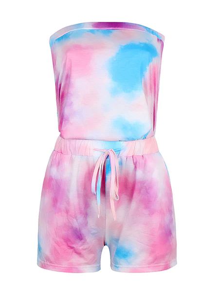 'Trista' Off The Shoulder Tie Dye Tied Waist Romper (2 Colors) | Goodnight Macaroon