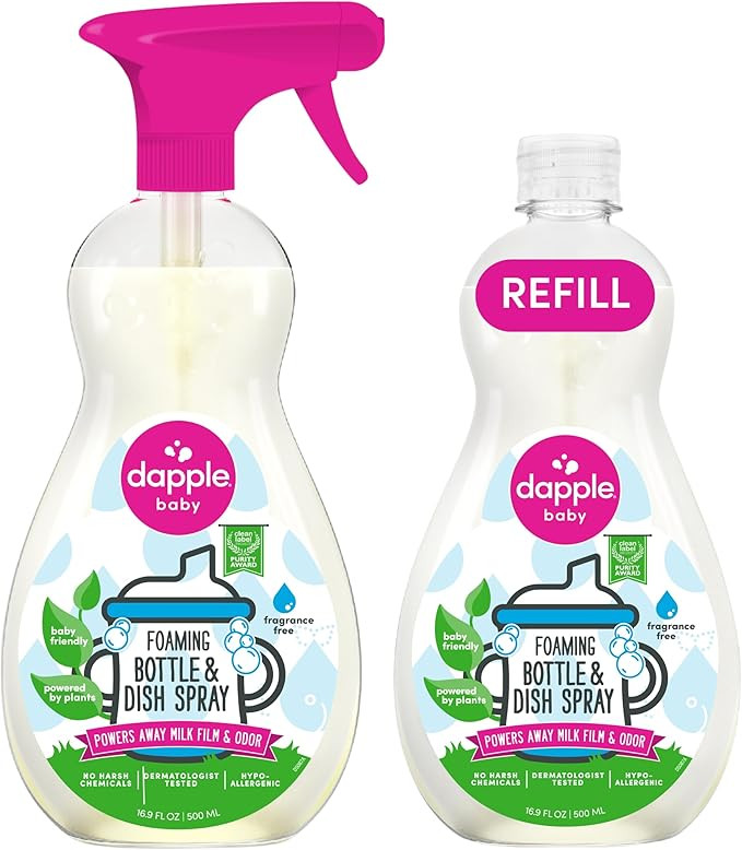 Dapple Baby Fragrance-Free Foaming Bottle & Dish Spray - (2 Pack) 16.9 fl oz - Plant-Powered Clea... | Amazon (US)