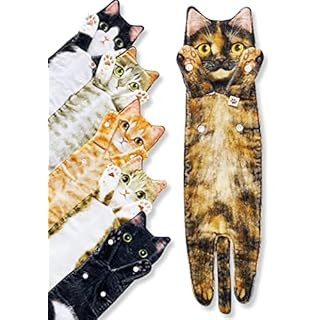 Cat Funny Hand Towels for Bathroom Kitchen - Cute Decorative Cat Decor Hanging Washcloths Face To... | Amazon (US)