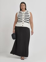 Black And Cream Curve Stripe Knitted Waistcoat- Daphie | 4th & Reckless