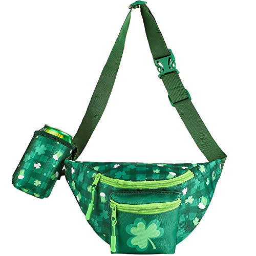 Reginary St. Patrick's Day Fanny Pack with Drink Holder Shamrock Waist Bag for Men Women Clover Waist Pack Festival Holiday Party Favor Accessories | Amazon (US)