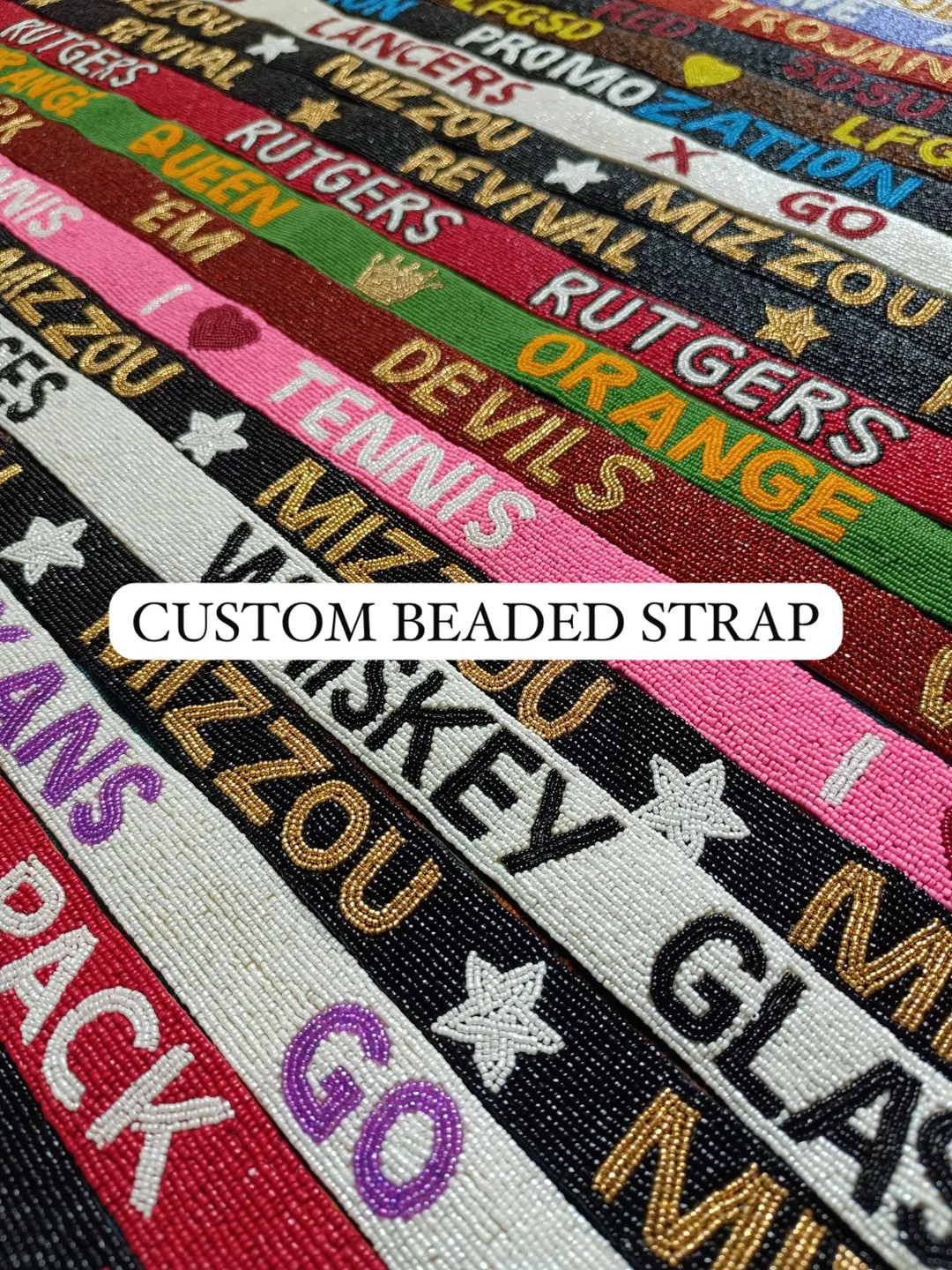 Custom Beaded Purse Strap for Handbags Crossbody Personalized Bag Strap with Team Colors Handmade... | Etsy (US)