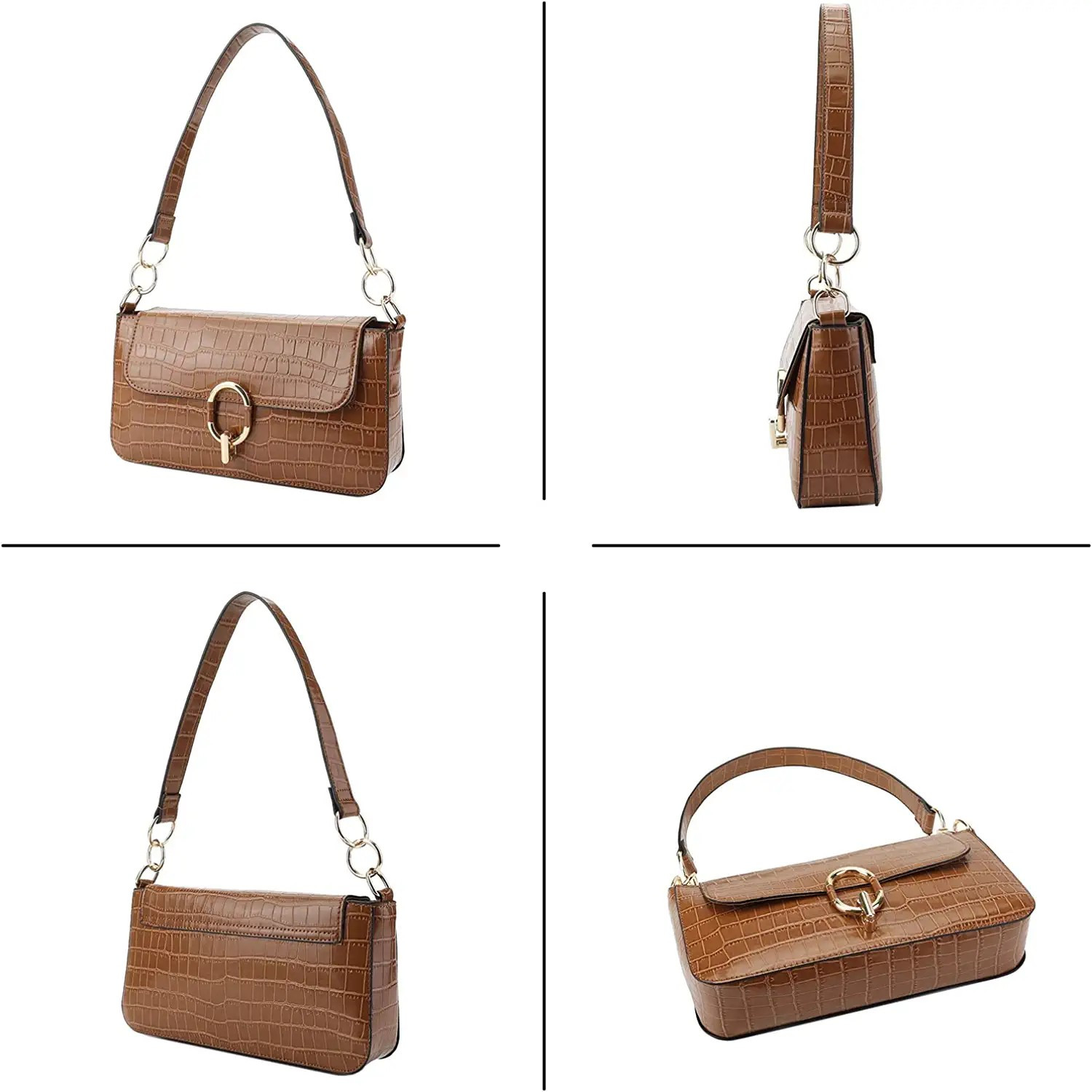 Women Shoulder Bag Handbag Crossbody Crocodile Pattern Designer shoulder Bags | Amazon (US)