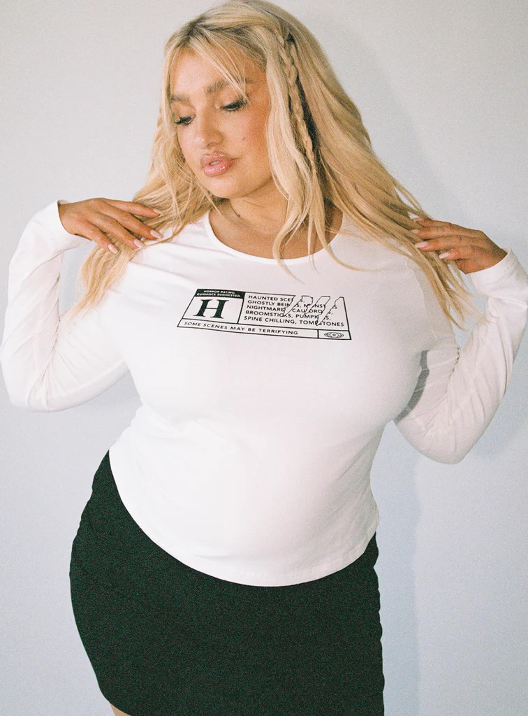 Horror Night Long Sleeve Top White Curve | Princess Polly US