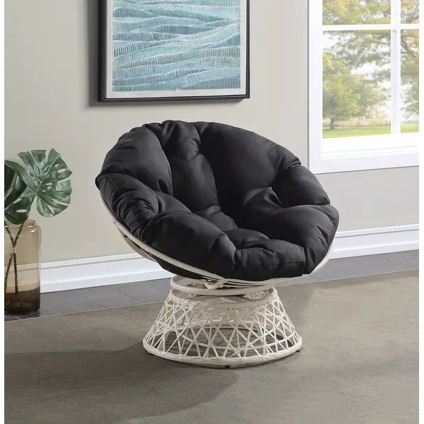 Papasan Chair with Round Pillow Cushion and Cream Wicker Weave - On Sale - Overstock - 33443259 | Bed Bath & Beyond