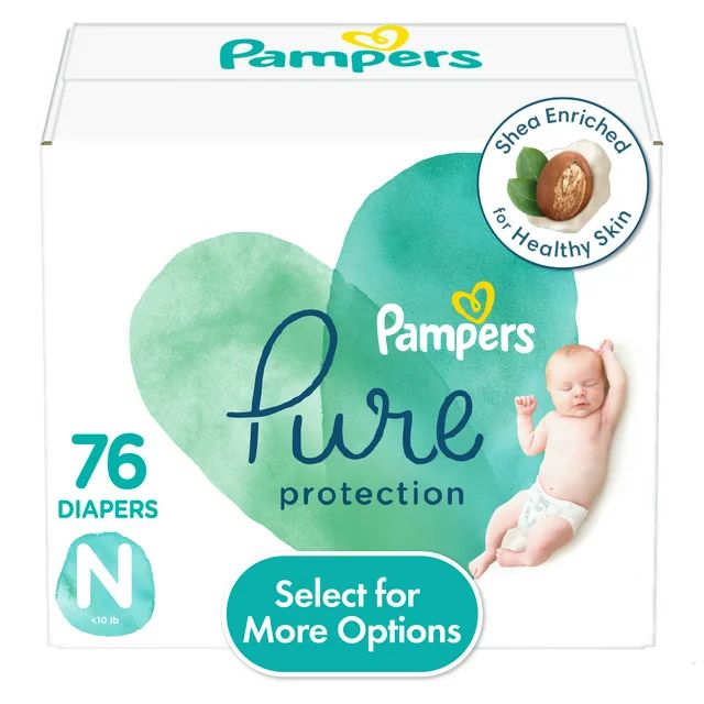 Pampers Pure Diapers Size Newborn, 76 Count (Select for More Options) - Walmart.com | Walmart (US)