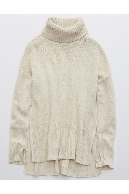 OFFLINE Turtleneck Sweater Women's Heather Frost M | American Eagle Outfitters (US & CA)