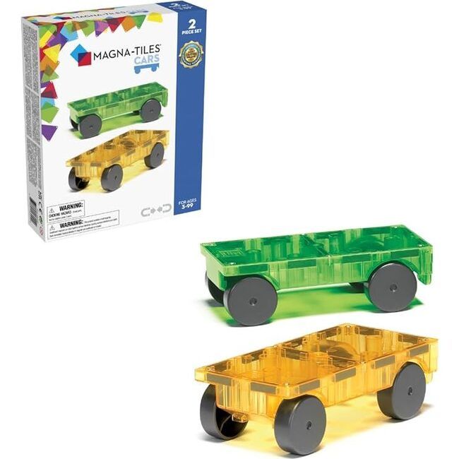 Cars – Green & Yellow 2-Piece Magnetic Construction Set, The ORIGINAL Magnetic Building Brand | Maisonette